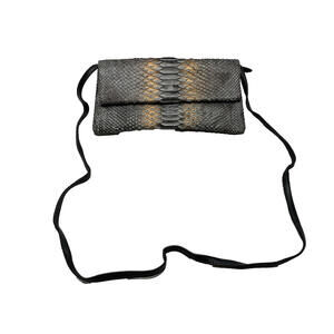 Vintage Archipelago Design Python Fold-over Clutch Shoulder Bag Purse P134